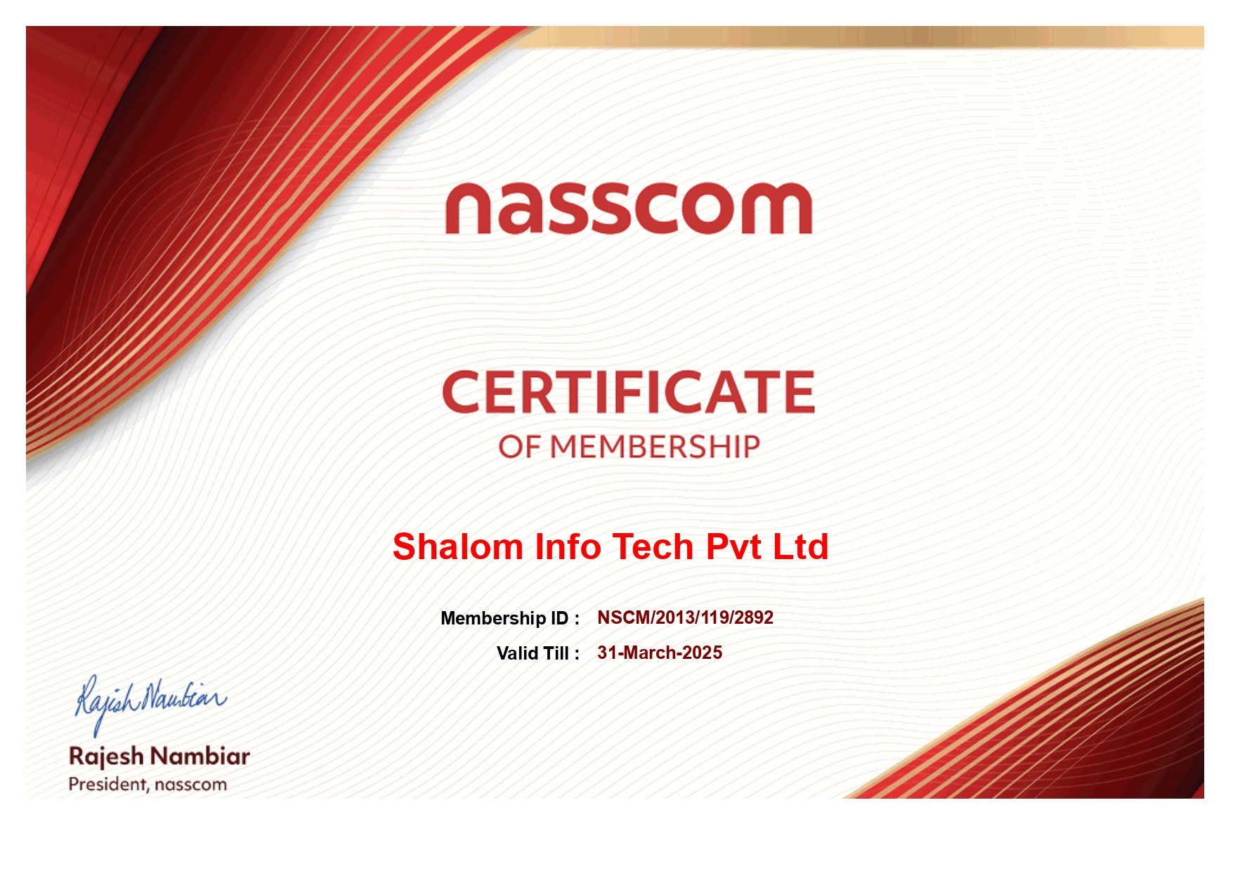 NASSCOM Certificate